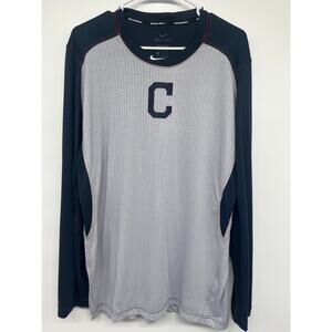 Nike MLB Cleveland Guardians Men's Gray/Navy Long Sleeve T-Shirt Size XXL